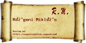 Régeni Miklós névjegykártya